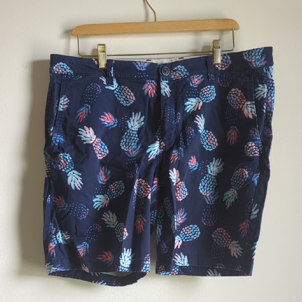 Tommy Bahama Dark Blue Cotton Blend Pineapple Flat Front Shorts